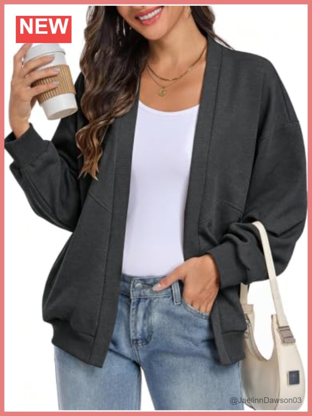 Oversized Lightweight Open Front Cardigan Long Sleeve Sweatshirt